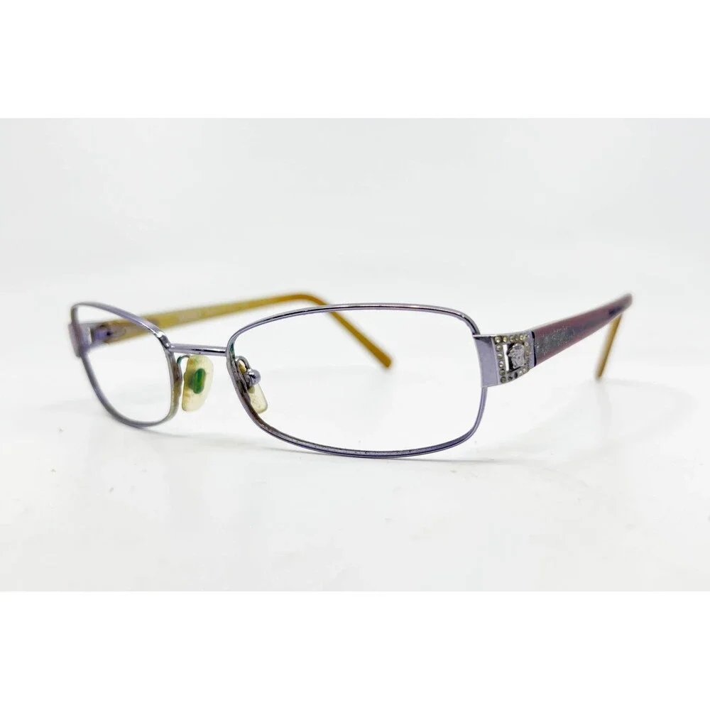 Versace Eyeglasses Women Purple Medusa Rhinestone 1077-B 52-17-130